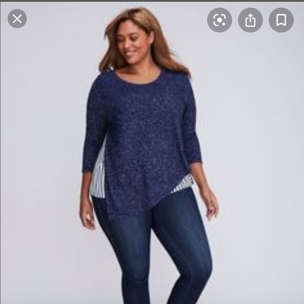 Lane Bryant three-quartered mix fabric shirt